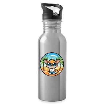 Pixie Bob Katzenrasse Cartoon Sonnenbrille Strand - Trinkflasche mit integriertem Trinkhalm - Lightsilver - Rechts