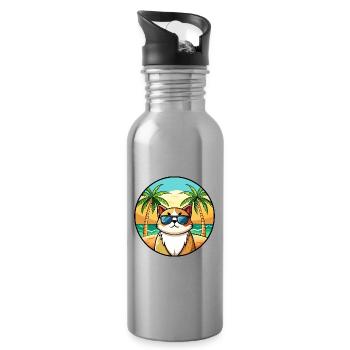 Exotische Kurzhaarkatze Rasse Cartoon Sonnenbrille Strand - Trinkflasche mit integriertem Trinkhalm - Lightsilver - Rechts
