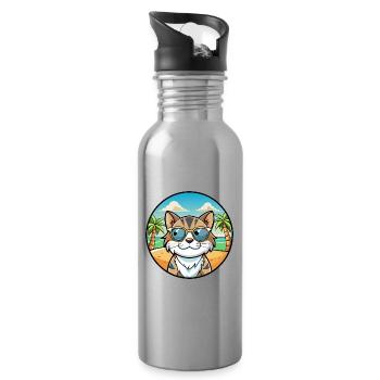 Verdünnte Kattunkatzenrasse Cartoon Sonnenbrille Strand - Trinkflasche mit integriertem Trinkhalm - Lightsilver - Rechts
