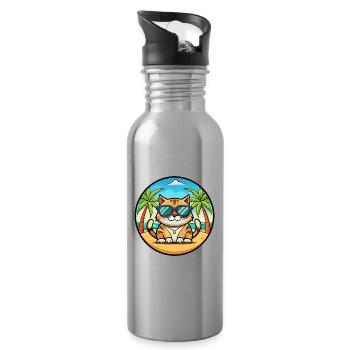 Amerikanische Polydactyl Katzenrasse Cartoon Sonnenbrille - Trinkflasche mit integriertem Trinkhalm - Lightsilver - Rechts