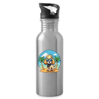 Pudel Hund Lustige Cartoon Sommer Strand Sonnenbrille - Trinkflasche mit integriertem Trinkhalm - Lightsilver - Rechts