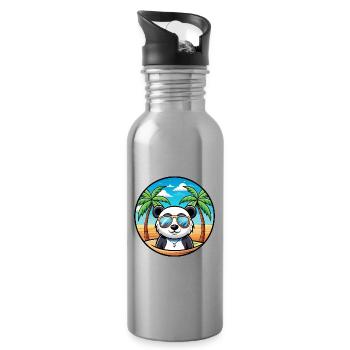 Panda Lustige Cartoon Sommer Strand Sonnenbrille Cool - Trinkflasche mit integriertem Trinkhalm - Lightsilver - Rechts