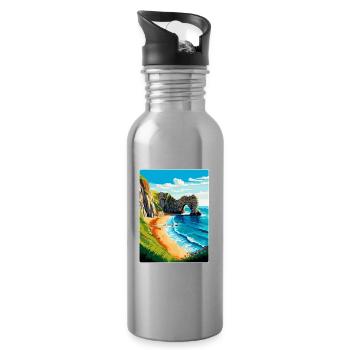 Durdle Door England Uk Reise Poster Souvenir WPA - Trinkflasche mit integriertem Trinkhalm - Lightsilver - Rechts