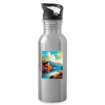 Loch Duich Scotland Uk Travel Poster Souvenir WPA - Water bottle with straw - silver - Right