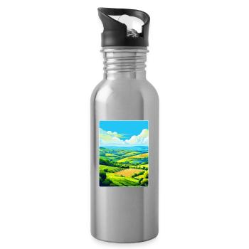 Camel Valley Cornwall England Uk Travel Poster WPA - Water bottle with straw - silver - Right