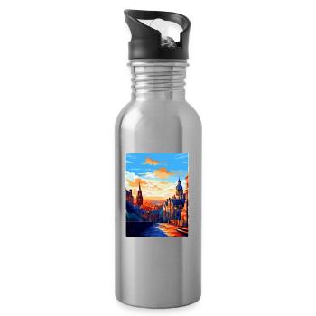 Edinburgh Schottland Großbritannien Reiseposter Souvenir WPA - Trinkflasche mit integriertem Trinkhalm - Lightsilver - Rechts