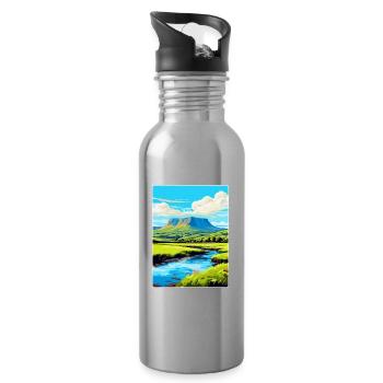 Brecon Beacons Wales Uk Travel Poster Souvenir WPA - Water bottle with straw - silver - Right