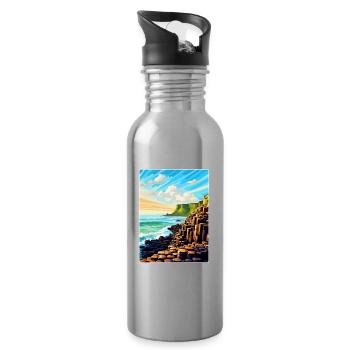Giant Causeway Irland Uk Reiseposter Souvenir - Trinkflasche mit integriertem Trinkhalm - Lightsilver - Rechts