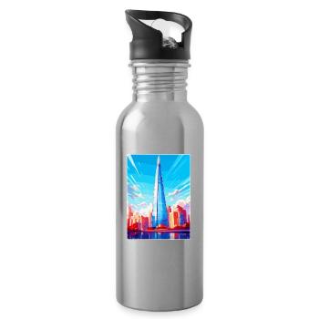The Shard England Uk Reiseposter Souvenir WPA - Trinkflasche mit integriertem Trinkhalm - Lightsilver - Rechts