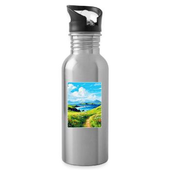 Isle Of Canna Schottland Großbritannien Reise Poster Souvenir - Trinkflasche mit integriertem Trinkhalm - Lightsilver - Rechts