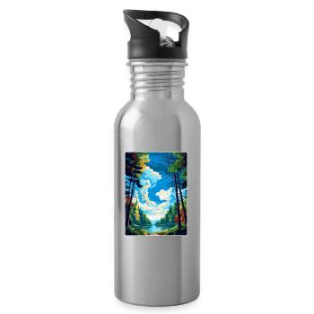 Forest Of Dean Vintage Travel Poster Souvenir WPA - Water bottle with straw - silver - Right