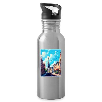 Oxford England Uk Vintage Travel Poster Souvenir - Water bottle with straw - silver - Right