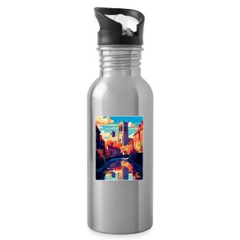 Durham England Uk Vintage Reiseposter Souvenir - Trinkflasche mit integriertem Trinkhalm - Lightsilver - Rechts