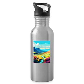 Brecon Beacons Wales Uk Travel Poster Souvenir WPA - Water bottle with straw - silver - Right