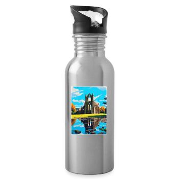 Bolton Abbey England Uk Travel Poster Souvenir WPA - Water bottle with straw - silver - Right