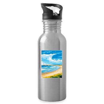 Portstewart Strand Ireland Uk Travel Poster WPA - Water bottle with straw - silver - Right