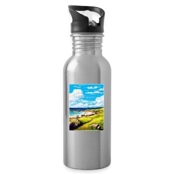 Isle Of Coll Schottland UK Vintage Reiseposter WPA - Trinkflasche mit integriertem Trinkhalm - Lightsilver - Rechts