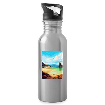 Isle Of Lewis Schottland Vereinigtes Königreich Vintage Reiseposter - Trinkflasche mit integriertem Trinkhalm - Lightsilver - Rechts