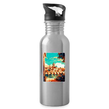Córdoba Spanien Vintage Reiseplakat WPA Souvenir - Trinkflasche mit integriertem Trinkhalm - Lightsilver - Rechts