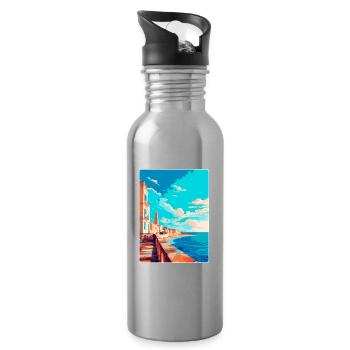 Cadix Espagne Affiche de voyage vintage WPA Art Souvenir - Gourde avec paille intégrée - argent clair - Droite