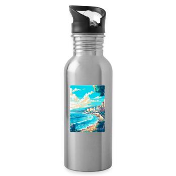 Nizza Frankreich Vintage Reiseplakat WPA Kunst Souvenir - Trinkflasche mit integriertem Trinkhalm - Lightsilver - Rechts