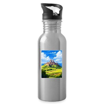 Carcassonn Frankreich Vintage Reiseplakat Souvenir - Trinkflasche mit integriertem Trinkhalm - Lightsilver - Rechts