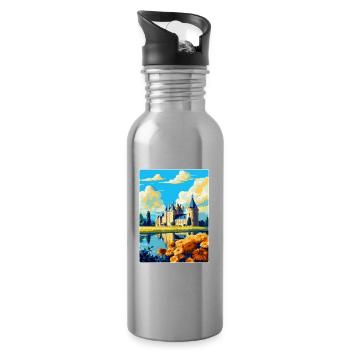 Loiretal Frankreich Vintage Reiseplakat Souvenir - Trinkflasche mit integriertem Trinkhalm - Lightsilver - Rechts
