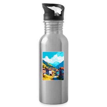 Artvin Türkei Vintage Reiseposter WPA Souvenir - Trinkflasche mit integriertem Trinkhalm - Lightsilver - Rechts
