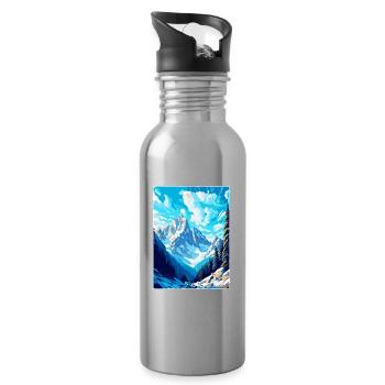 Chamonix France Vintage Travel Poster Souvenir WPA - Water bottle with straw - silver - Right