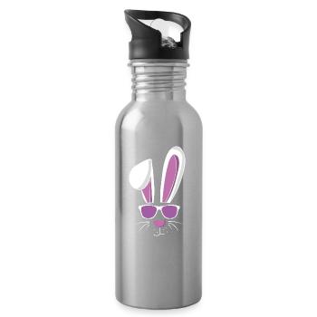 Cool lapin de ski et lapin de Pâques - Gourde avec paille intégrée - argent clair - Droite