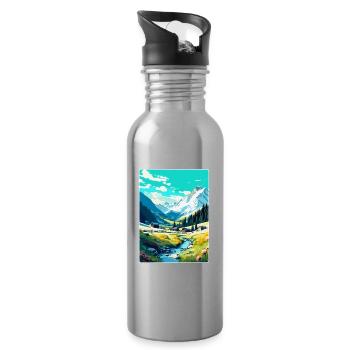 Arosa Suisse Affiche de voyage vintage souvenir - Gourde avec paille intégrée - argent clair - Droite