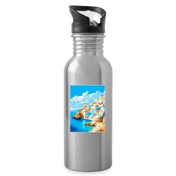 Karpathos Grèce Affiche de voyage vintage souvenir - Gourde avec paille intégrée - argent clair - Droite