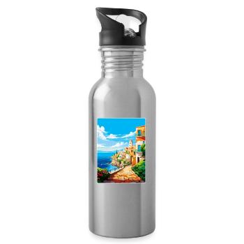 Héraklion Grèce Affiche de voyage vintage souvenir - Gourde avec paille intégrée - argent clair - Droite