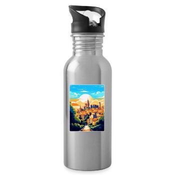 Toledo Spanien Vintage Reiseposter WPA Souvenir - Trinkflasche mit integriertem Trinkhalm - Lightsilver - Rechts