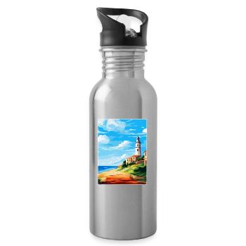 Faro Portugal Vintage Reiseposter WPA Souvenir - Trinkflasche mit integriertem Trinkhalm - Lightsilver - Rechts