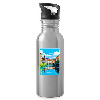 Ljubljana Slovénie Affiche de voyage vintage souvenir - Gourde avec paille intégrée - argent clair - Droite