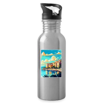 Cannes France Vintage Travel Poster WPA Souvenir - Water bottle with straw - silver - Right