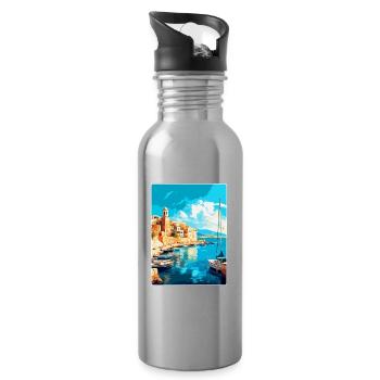Héraklion Grèce Affiche de voyage vintage souvenir - Gourde avec paille intégrée - argent clair - Droite