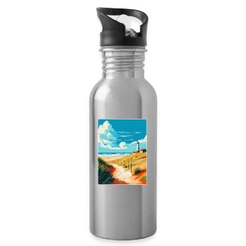 Insel Sylt Deutschland Vintage Reiseplakat Souvenir - Trinkflasche mit integriertem Trinkhalm - Lightsilver - Rechts