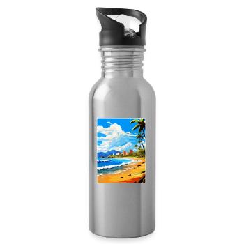 Playa De Las Americas Spanien Vintage Reiseplakat - Trinkflasche mit integriertem Trinkhalm - Lightsilver - Rechts