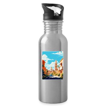 Córdoba Spanien Vintage Reiseplakat WPA Souvenir - Trinkflasche mit integriertem Trinkhalm - Lightsilver - Rechts