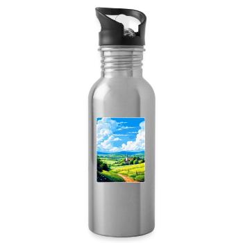 Odenwald Deutschland Vintage Reiseplakat Souvenir - Trinkflasche mit integriertem Trinkhalm - Lightsilver - Rechts