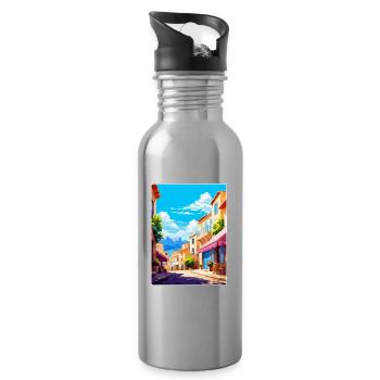 Cassis France Affiche de voyage vintage WPA Souvenir - Gourde avec paille intégrée - argent clair - Droite