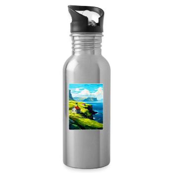 Färöer Inseln Dänemark Vintage Reiseposter WPA - Trinkflasche mit integriertem Trinkhalm - Lightsilver - Rechts