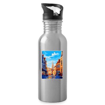 Bruxelles Belgique Poster de voyage vintage souvenir - Gourde avec paille intégrée - argent clair - Droite