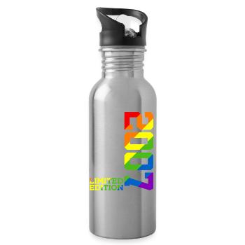 LGBTQ 2007 REGENBOGEN QUEER 18. GEBURTSTAG PRIDE - Trinkflasche mit integriertem Trinkhalm - Lightsilver - Rechts