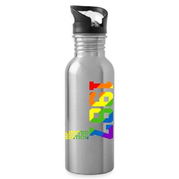 FIERTÉ QUEER IREN-CIEL 39E ANNIVERSAIRE DE L’ENVERGURE LGBTQ 1987 - Gourde avec paille intégrée - argent clair - Droite