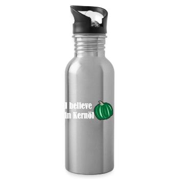 I believe in Kernöl Steiermark Österreich R - Trinkflasche mit integriertem Trinkhalm - Lightsilver - Rechts