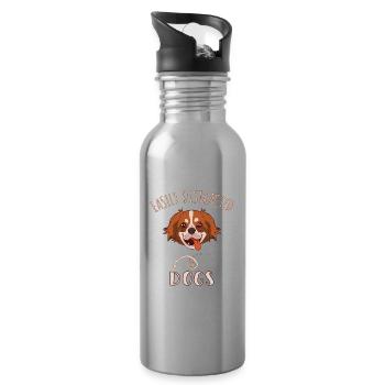 Easily Distracted By Dogs - Water bottle with straw - silver - Right