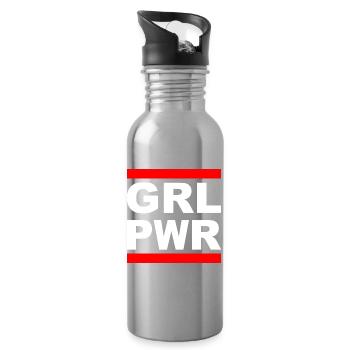 Girl Power "GRL PWR" - Zeig deine Stärke! - Trinkflasche mit integriertem Trinkhalm - Lightsilver - Rechts